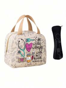 Medical Theme Insulated Lunch Bag, Women's And Men's Lunch Bag, Leak-Proof Insulated Soft Large Lunch Cooler Bag - Reusable Lunch Box, Picnic Food Tote Bag, Canvas Lightweight Portable Lunch Storage Bag, Leak-Proof, Machine Washable, Perfect Gift Choice For Work, Camping, Picnic, School, Travel Or Outdoor Activities, Souvenir Gift, Mother's Day Gift, Suitable For Doctors, Nurses And Healthcare Environments - Multicolor - View 15