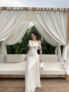 Women Maxi Dresses - White - View 8