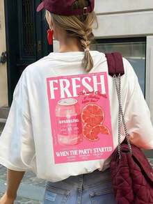 Women's Short-Sleeved T-Shirt, American Retro Style, With Pink Checkerboard Print, Comfortable And Fitted, Ideal For Afternoon Tea, Parties And Summer Casual Wear, Breathable And Comfortable. - 白色 2 - 查看 5