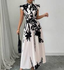 Vestido elegante en blanco y negro para mujer, ideal para el trabajo, citas y vacaciones. - BLANCO - Ver 2