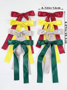 Bộ 8 kẹp tóc nơ tối giản bằng satin trơn dành cho nữ, thích hợp sử dụng hàng ngày, dự lễ hội và tiệc tùng. - Bộ tám món nhiều màu - Xem 4