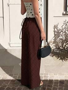 Quần ống đứng chấm bi kiểu retro thời trang dành cho nữ, cạp chun co giãn, phù hợp cho đi làm hàng ngày, mặc thường ngày và đi nghỉ mát, mùa hè. - Nhiều màu - Xem 4