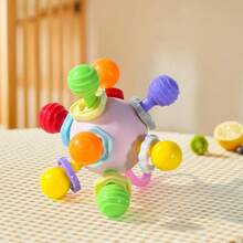 Juguetes para bebés de 0 a 12 meses, sonajero giratorio, bola, actividad de agarre, juguete de desarrollo para bebés, mordedor de silicona, juguetes sensoriales para bebés - Rosa-S - Ver 13