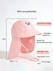 1 pieza Gorra con protección solar con solapa para el cuello, diseño de animal de dibujos animados, ligera y transpirable para bebés y niños pequeños, para primavera/verano - 1PC - Ver 6