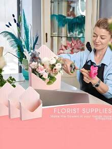 1/3/6個優雅玫瑰紙製禮品盒附手把，優雅花卉禮品盒 - 堅固紙板立方體花束盒，適用於婚禮、母親節、情人節及其他場合 - 創意手提袋設計飾以花卉編織，適用於生日、婚禮派對及各種派對禮品盒，時尚耐用的禮品盒，花卉禮品盒 - 彩色 - 查看 6