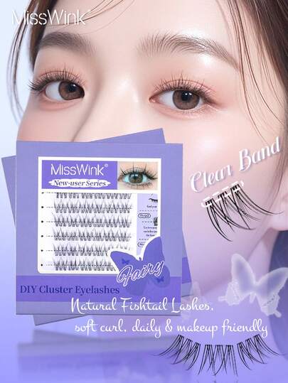  Miss Wink 48pcs Transparent Lashes, Look Faux Mink Eyelashes, Handmade Reusable Eyelash Extensions, Suitable For Everyday Wear, Parties, And Gifting For Women And Girls