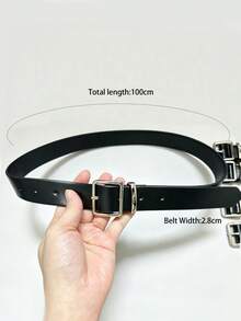 1 chiếc thắt lưng da PU màu trơn dành cho nữ, kiểu dáng tối giản và thời trang, phù hợp cho mọi mùa. - A - Xem 11