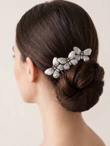 1 pièce Peigne latéral papillon élégant, accessoire pour cheveux pour femmes, peignes, peignes pour cheveux - Argent - Voir 8