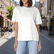 Camiseta de manga corta con estampado gráfico, top casual de manga corta y cuello redondo para verano y primavera, ropa de mujer, camiseta de verano. - Blanco - Ver 3