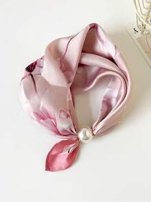 1pc Elegant Magnetic Clasp Small Square Scarf, Long Scarf For Spring/Summer, Accessory For Shirt & Professional Outfit - Multicolor - View 7