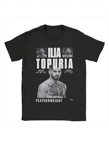 T-shirt grafica da uomo Ilia Topurias - Manica corta, girocollo, casual, con stampa distintiva, lavabile in lavatrice, adatta per tutto l'anno per abbigliamento casual e outfit informali (Geometrico) - nero - Visualizzare 1