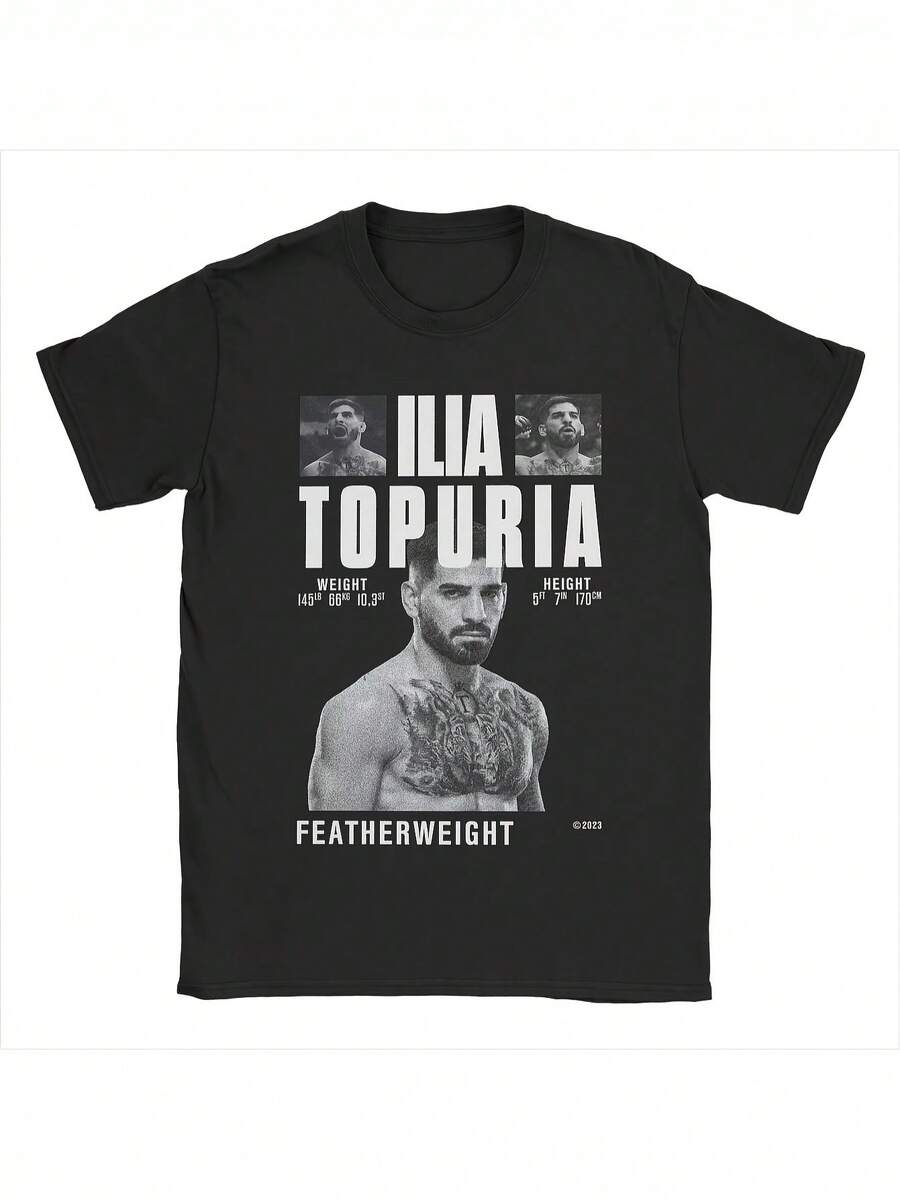 T-shirt grafica da uomo Ilia Topurias - Manica corta, girocollo, casual, con stampa distintiva, lavabile in lavatrice, adatta per tutto l'anno per abbigliamento casual e outfit informali (Geometrico) - nero - Visualizzare 1