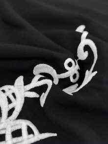 Rusttydustty 女款植物刺繡迷你洋裝 波希米亞風 夏季優雅黑色 - 黑色 - 查看 8