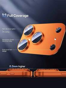 1 Set Camera Lens Protector For IPhone 17 Pro Max/17 Pro - [Military-Grade Drop Protection] [Strong Adhesive] Metal Aluminum Alloy Tempered Glass Camera Screen Protector, Orange Titanium Metal - Orange - View 4