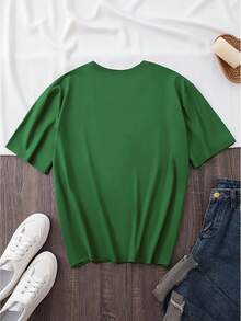 Camiseta de manga corta para mujer con cuello redondo ajustado y estampado de tortuga. - Blanco - Ver 9