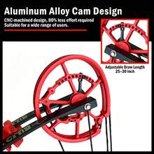 BROWNDATE New Metal Compound Bow, 30-70LBS Adjustable, Arrows & Steel Balls Dual Compatible, 25-30" Draw Length, Left/Right Hand Avalible, CNC Metal Short Axle 19" Design For Beginners & Adults Outdoor Practice Training Archery Equipment, Precision & Stability - (Black and Red) Pro Dual-purpose Bow - Bare Bow Set - View 7
