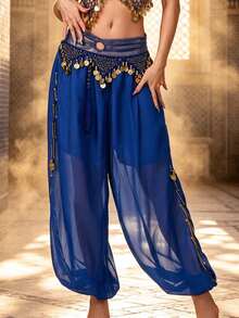 Bohemian Style Coin Decorated Chiffon Harem Pants, Loose Flowy Trousers, Suitable For Fusion And Exotic Style Festival Events (Multiple Colors Available) - Multicolor - View 3