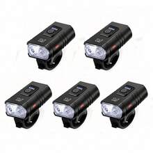 Luz delantera LED para bicicleta, faro recargable tipo C para bicicleta de montaña y carretera, fácil de instalar, accesorios para ciclismo - BK02-5 piezas - Ver 3