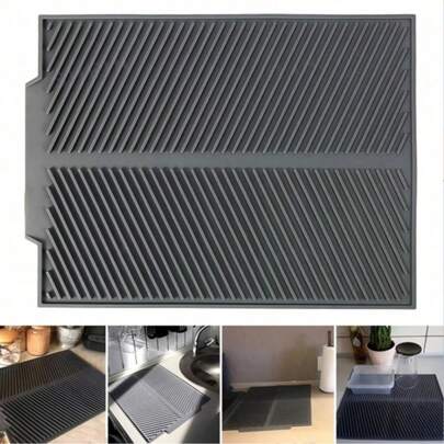 Thick Silicone Dish Drying Mat, Large Size. Heat Resistant, Oil Proof, Easy To Clean, Machine Washable. Specialized For Sink, Fruit & Vegetable Draining, Anti-Slip. A Kitchen Countertop Cleaning Accessory To Keep Surface Dry And Tidy, Home Decor, Kitchen, Sink Protector