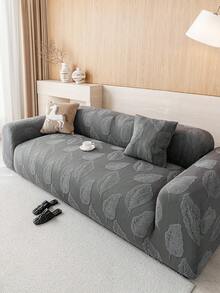 1 pieza Funda de sofá con estampado floral 3D de jacquard elástico, funda de sofá de cobertura total multifuncional, diseño de patrón geométrico de unicolor, funda protectora de sofá para decoración navideña, funda de sofá de alta elasticidad todo incluido, adecuada para todas las estaciones - Gris Oscuro - Ver 6