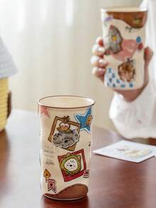 Vintage Brown Cartoon Dog Ceramic Mug, Large Capacity Coffee And Latte Cup, Cute And Adorable Pet Water Cup, Perfect Gift For Girls - Multicolor - View 3