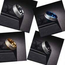 1PC Fashionable Nordic Odin Rune Stainless Steel Men's Ring, Men's Jewelry Accessory, Suitable For Weddings And Valentine's Day Birthday Gifts - Multicolor - View 5