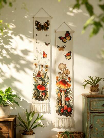 1/2 tấm tranh treo tường phong cách Boho, họa tiết cây cối và bướm cổ điển, tranh nghệ thuật treo tường phong cách tự nhiên, thảm dệt thủ công, trang trí Boho cho phòng khách và phòng ngủ, thiết kế nấm và bướm, điểm nhấn trang trí tường phong cách tự nhiên thanh lịch, trang trí nhà mộc mạc, tranh treo tường phòng ngủ ấm cúng, tranh trang trí tường bằng gỗ tự nhiên, điểm nhấn trang trí nhà tông màu đất, trang trí phong cách Boho hiện đại, thảm trang trí phong cách tự nhiên.