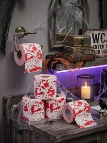 1 Rolle Halloween Blutig Muster Toilettenpapier, Mehrlagig Durchgehende Rolle, Blutig Thematisches Artikel, Entsetzliche Halloween Dekoration, Gruselige Halloween Party Deko, Halloween Süßigkeiten oder Trick Deko, Erzeugt Beängstigende Atmosphäre, Escape Room Deko, Heimdekoration, Badezimmer Deko - Verschiedenfarbig - Übersicht 9