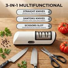 Professional USB Rechargeable Electric Knife Sharpener, 2-Speed Grinding, Electric Kitchen Knife Sharpening Tool, Suitable For Kitchen Knives, With Sharpening And Polishing Functions, Applicable To Various Straight-Edged Knives - Multicolor - View 3