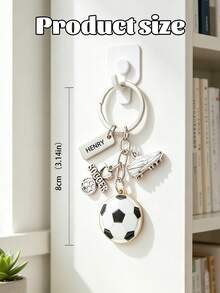 1pc Personalized Soccer Keychain,Custom Text,Keyring Football Keyring Keychains Sports Accessory With Key Ring Lucky Charm Gift Idea For Men And Women Football Fans,Custom Soccer Jewelry, Gift For Soccer Player - Multicolor - View 6
