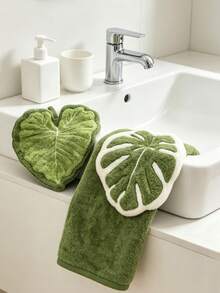 2 piezas Toallas de cocina/baño con forma de hoja, con diseño de gancho colgante, hechas de material absorbente. Adecuado para baño, comedor y cocina. Regalo ideal para amigos, familiares o parejas en ocasiones como Halloween y Navidad. - Multicolor - Ver 8