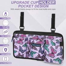 Wheelchair Ide Bag With Cup Holder Wheelchair Art Pouch Acceorie For Walker Rolla Electric Cooter Wheelchair Ideal Gift For Mother' Day And Father' Day -Purple - Purple Butterfly - View 4