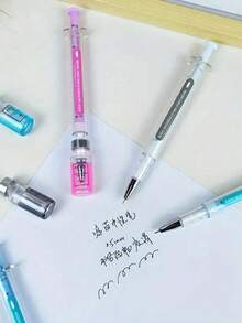 2支裝可愛針筒造型凝膠筆，0.5mm黑色墨水細尖書寫筆，新穎仿真注射設計文具，美學可愛筆適用於學生，返校用品，趣味辦公與日常使用禮物 - 多款式 - 查看 3