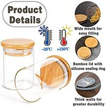 GPOVVIMX 12 Pcs Glass Spice Jars with Bamboo Airtight Lids and 191 Labels - 8.5oz Small Food Storage Containers for Kitchen, Seasoning, Coffee, Herb - Spoon and Marker Included - Juego de tarros de especias - Ver 5