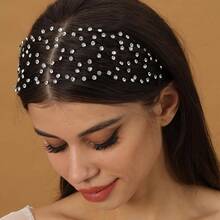 1pc Gold Crystal Rhinestone Headband, Crown Tiara Jewelry Hair Accessory, Gift For Party, Wedding, Bride - Gold - View 3