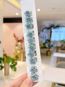 10pcs/Set Small Red Flower Hair Clips, Suitable As Gift For Girls, Daily Hair Accessories, Cute Hair Clips, Fashion Hair Decorations, Smooth Surface, Lightweight Hair Clips, Multi-Piece Hair Clips, Fashion Enthusiasts - Multicolor - View 8