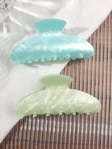 2 chiếc kẹp tóc hình bán nguyệt màu xanh bạc hà và xanh ngọc làm từ chất liệu acetate, họa tiết vỏ bào ngư, kiểu dáng mềm mại và ngọt ngào phong cách Hàn Quốc, thích hợp cho kiểu tóc búi thanh lịch, mang đến không khí mùa xuân lãng mạn, đa năng cho du lịch, dã ngoại, phụ kiện tóc mùa hè, kẹp tóc đi biển, kẹp tóc du lịch. - Nhiều màu - Xem 4