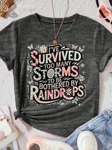 Camisetas de manga corta tallas grandes "Too Many Storms" - Gris Oscuro - Ver 1