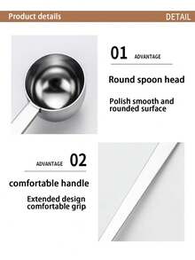 1/2pcs 304 Stainless Steel Measuring Spoon With Hanging Hole Long Handle Coffee Measuring Spoon, Protein Powder Gram Spoon, Kitchen Baking Seasoning Spoon - Silver - View 3