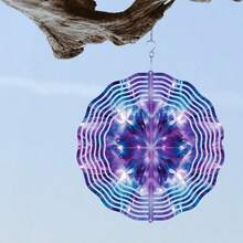 1 Set 3D Mandala Flower Hanging Spinner, Metal Garden Wind Chime With 360° Rotating Hook, For Garden & Yard Decor (Pendant Not Included), Random Style - A - View 2