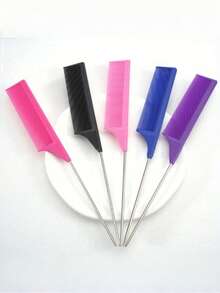 1 Piece Pointed Tail Comb, Sectioning Dye Comb With Hook Tail Tip, Sectioning Comb, 1 Piece Carbon Fiber Plastic Coloring Comb, Stainless Steel Pointed Tail Dye Comb, Highlighting Comb, Sectioning And Volumizing, Heat Resistant, Suitable For Various Hairstyles, Suitable For Women And Girls, Hair Brush, Comb, Hairstyling Tools, Hairstyling Products And Accessories,Travel,Party, Headpiece, Haircomb, Side Comb - Pink - View 5