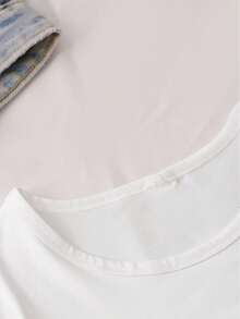 1 pieza[1] Camiseta de manga corta para mujer estilo Y2K - Top casual de cuello redondo con patrón , cómoda para todas las estaciones, lavable a máquina, estilo moderno, tela de alta calidad 180g 100% Algodón - Blanco - Ver 4