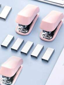 Mini Cute Student Stapler Set, Includes Stapler And Staples/Cards, Compact And Portable, Suitable For Office, Desk, Easter, Stickers And Other Scenarios - A - View 3