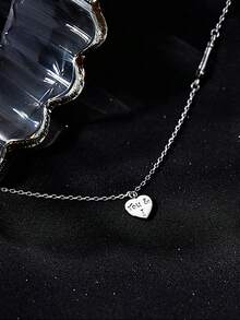 1pc S925 Sterling Silver Heart & Letter Charm Bracelet, Unique Punk Minimalist Design, Versatile Accessory For Girls - Love - View 9