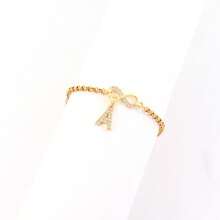 1 pieza Nuevo Símbolo del Infinito de Moda Inicial Cadena de Tobillera de Acero Inoxidable Color Dorado para Mujeres - Amarillo Oro - Ver 3