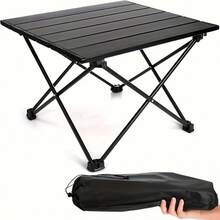 Portable Folding Camping Side Table, Multifunctional Aluminum Picnic Trestle Table With Carrying Bag, Anti-Slip Rubber Feet For Outdoor Cooking BBQ Beach Hiking Fishing Boating - Black - View 8