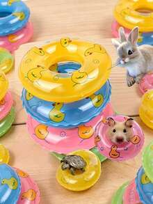 3pcs/6pcs Mini Swimming Rings, Small Pet Swimming Props, Pool Floating Decorations, Suitable For Swimming Pool Party, Mini Pet Swimming Rings, Duck Pattern, Small Pet Swimming Rings, Pet Swimming Pool Party Swimming Rings, Suitable For Summer Pet Swimming Pool Friendly Party Games, Pet Bathing, Turtle Swimming Rings, Pool Decorations. - Multicolor - View 2