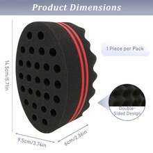 1pc Double-Sided Hair Styling Sponge Tool, Suitable For Afro Curly Hair, Braids, Waves And Curls, Unisex For Short Or Long Hair Styling - A - View 3