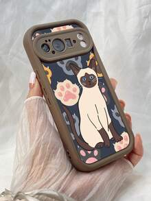 NR180 シャム猫のかわいい猫,対応するPixel 10 9 8 Pro 9A 8A ケース、対応するiPhone17 16 15 14 13 12 11 Pro Max 7 8 16 15 14 Plus 16e 17e 17 Air ケース、フルカメラ保護ソフト TPU ケース、キャンディカラーエンジェルアイラダーマットシリコン肌に優しいタッチフォンケースカバー（女性＆女の子向け） - カーキ - チェックする 7