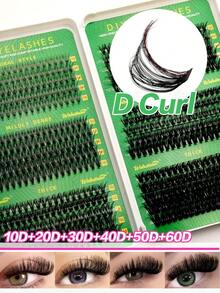 Waloshow 580-600片D型卷翘DIY假睫毛套装，10D、20D、30D、40D、50D、60D、80D、100D睫毛簇，10-16毫米单根睫毛，超柔软DIY假睫毛，浓密自然，可重复使用，适合日常佩戴、约会、派对和节日。 - D - 查看 6